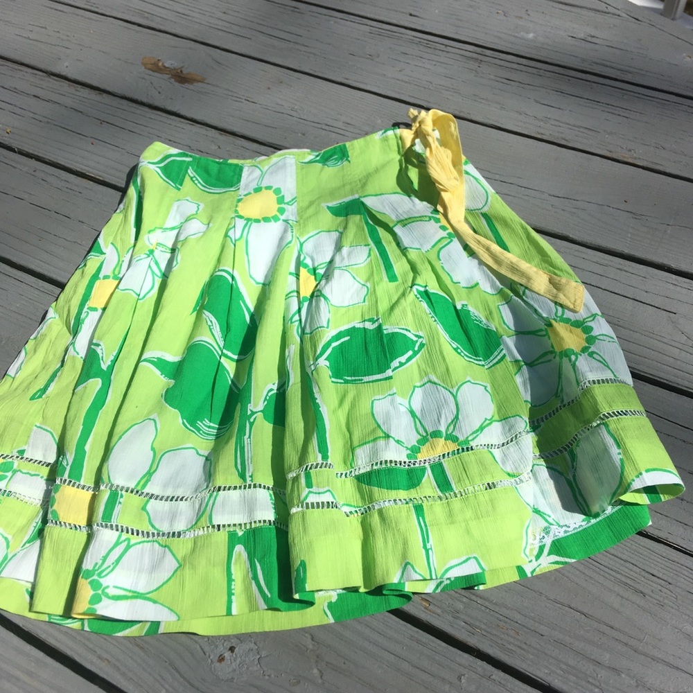 Lilly Pulitzer skirt  pleated wrap skirt size 0 “Fresh Air” white label vintage